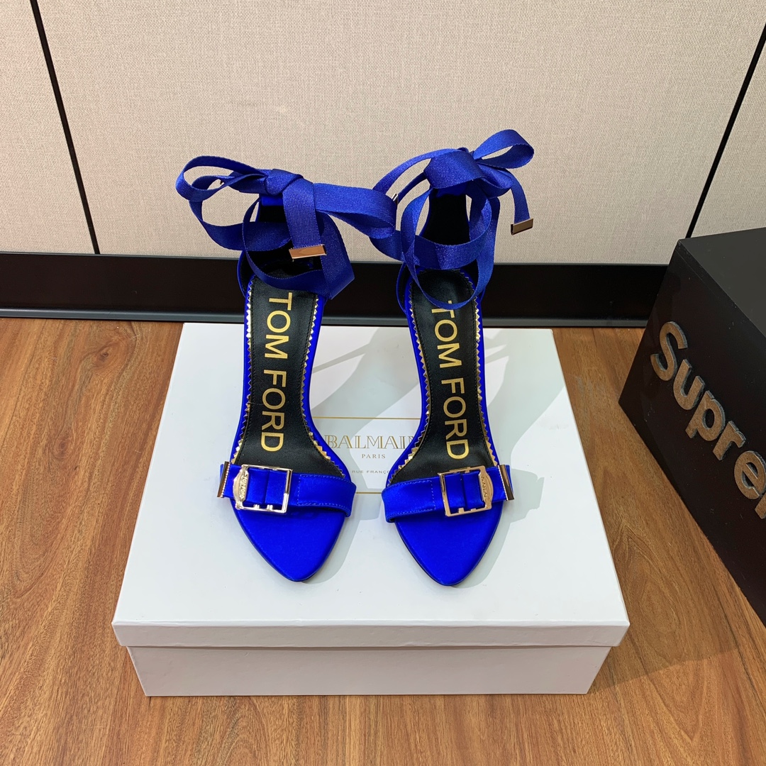 【TOM FOD】Strapped silk high-heeled sandals